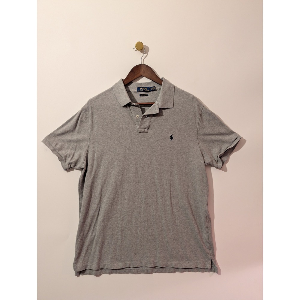 Polo Ralph Lauren Polo Shirt Mens XL Gray Excellent Custom Slim Fit Short Sleeve